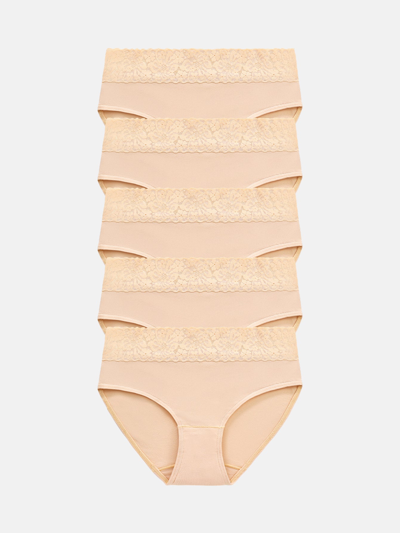 Womens Underwear Cotton Hipster Panties Lace Panty 5-pack 6004