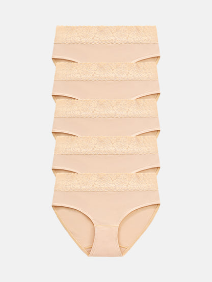 Womens Underwear Cotton Hipster Panties Lace Panty 5-pack 6004