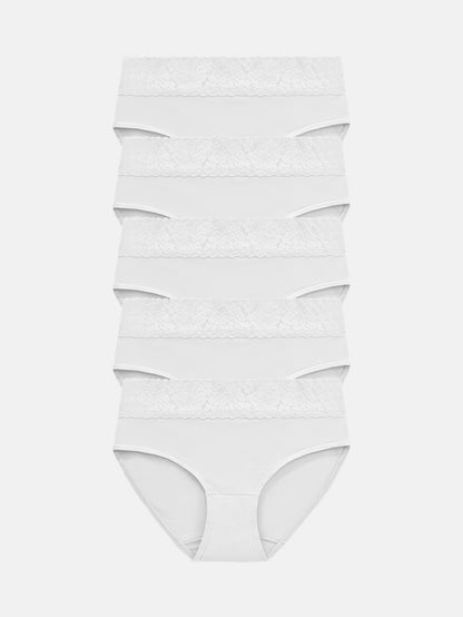 Womens Underwear Cotton Hipster Panties Lace Panty 5-pack 6004