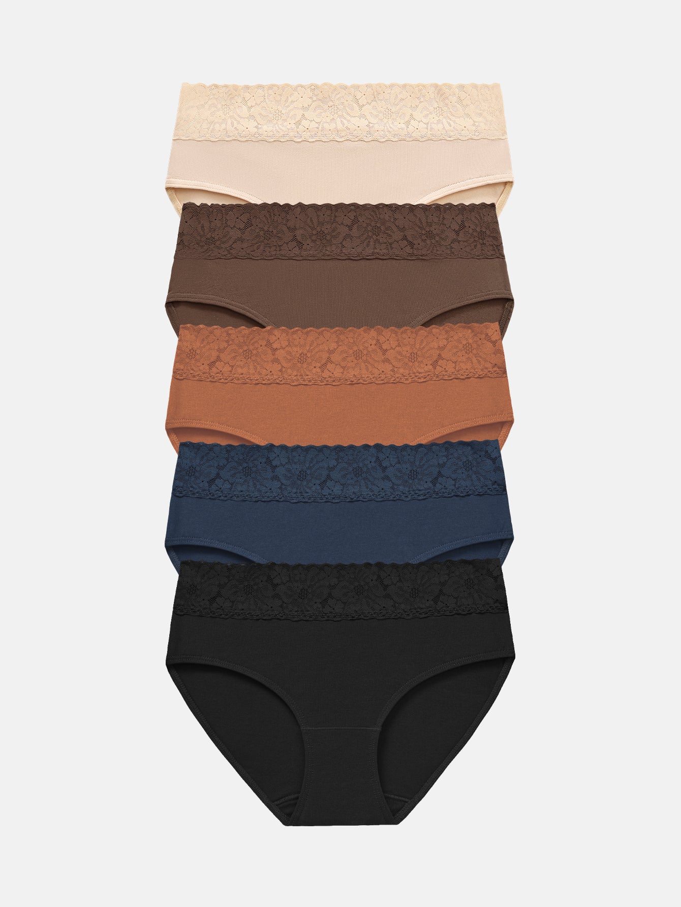 Womens Underwear Cotton Hipster Panties Lace Panty 5-pack 6004