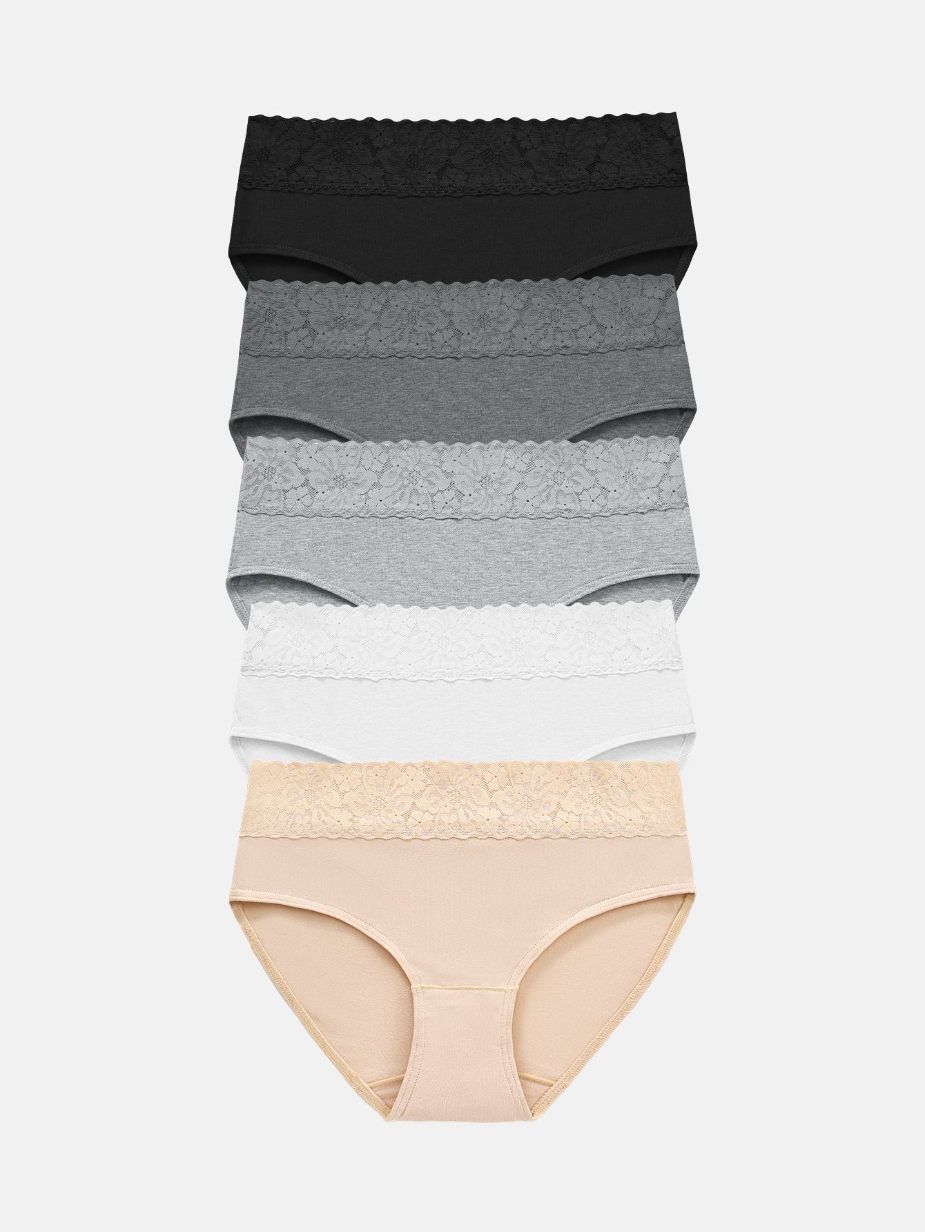 Womens Underwear Cotton Hipster Panties Lace Panty 5-pack 6004