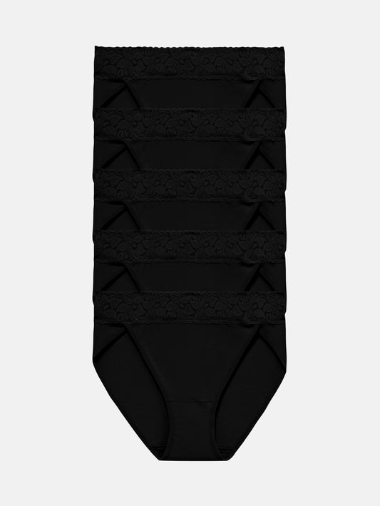 Womens Underwear Cotton Bikini Panties High Cut 5-PACK 3168