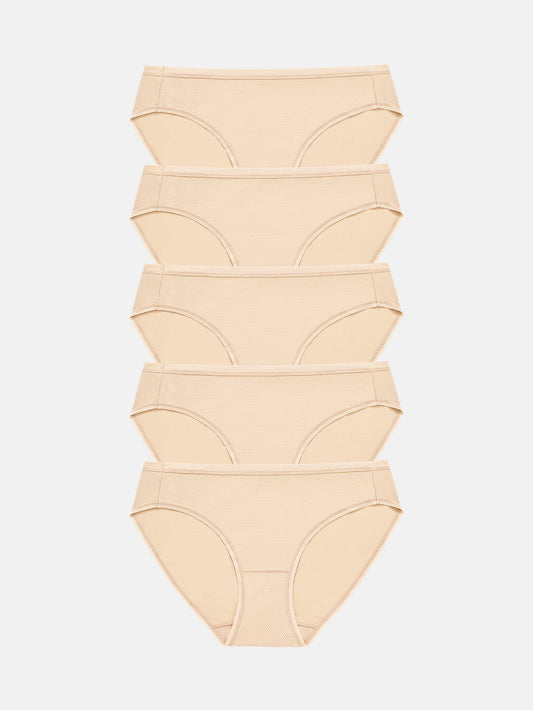 Womens Underwear Breathable Mesh Bikini Panties 5-packs 7002