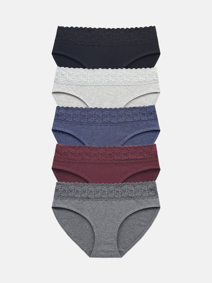 Women's Lace Cotton Bikini Multipack underwear 5-pack 6002