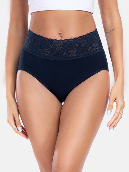 Women High Waisted Lace Hipster Stretch Briefs for Ladies 5-Pack 6005