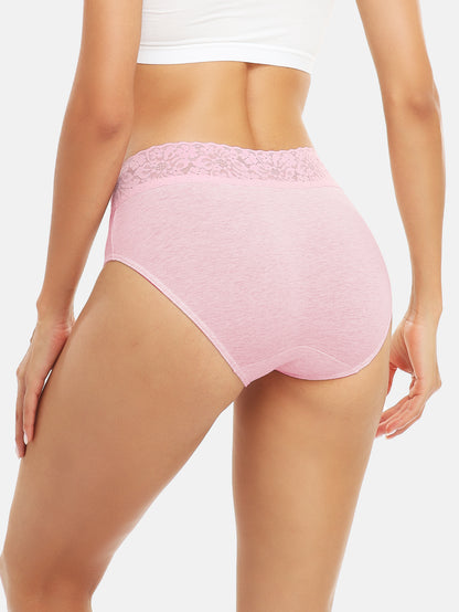 Womens Underwear Cotton Hipster Panties Lace Panty 5-pack 6004