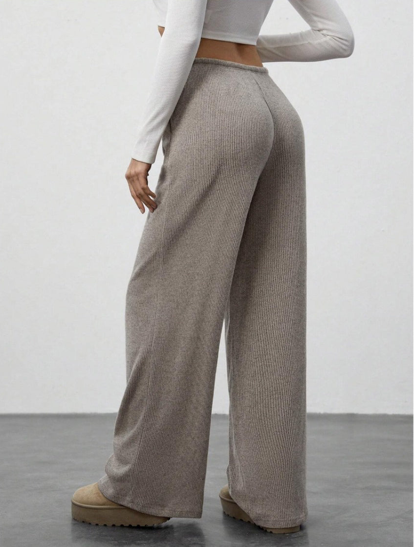 Solid-Color Casual Relaxed-Fit Fall/Winter Wide-Leg Pants