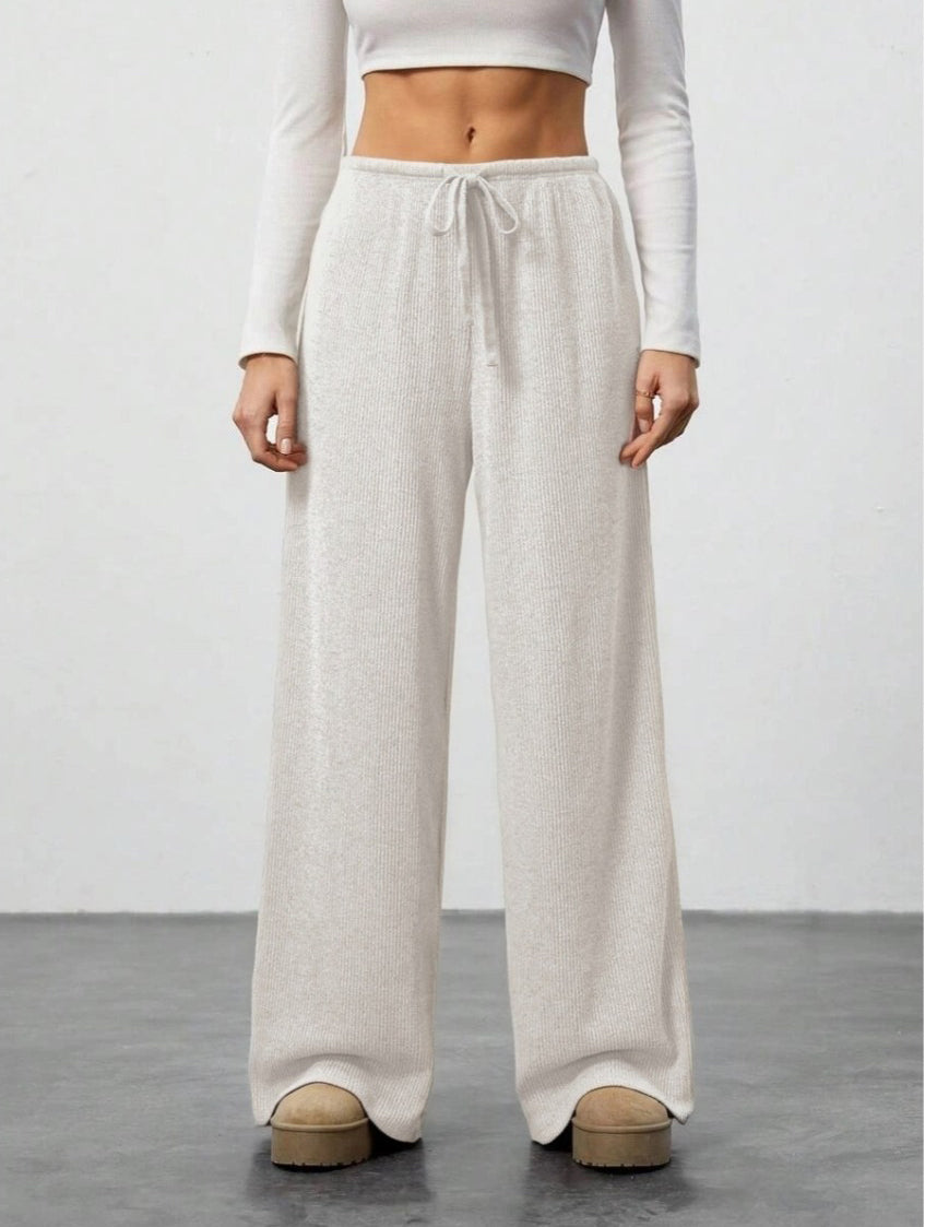 Solid-Color Casual Relaxed-Fit Fall/Winter Wide-Leg Pants