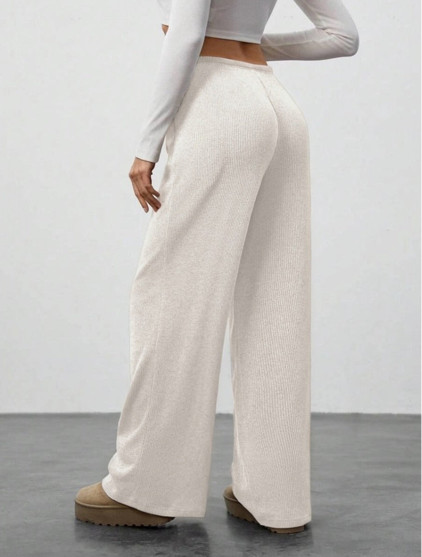 Solid-Color Casual Relaxed-Fit Fall/Winter Wide-Leg Pants