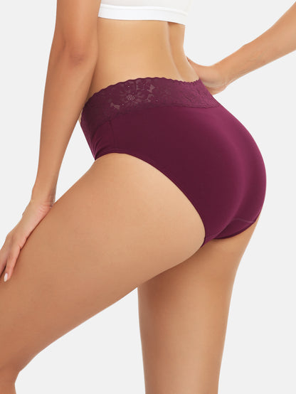 Womens Underwear Cotton Hipster Panties Lace Panty 5-pack 6004