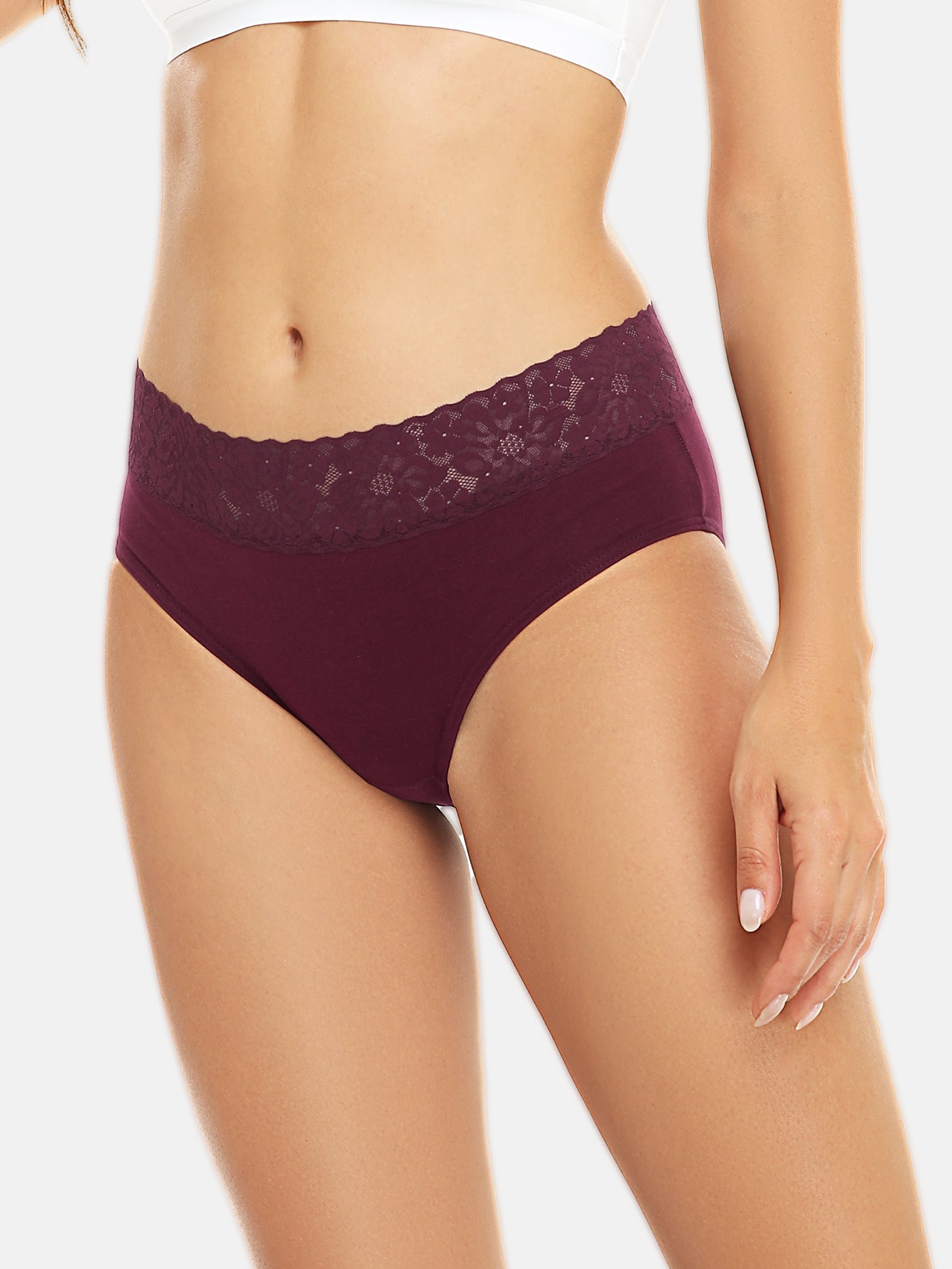 Womens Underwear Cotton Hipster Panties Lace Panty 5-pack 6004