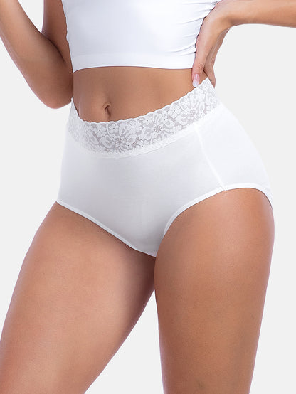 Womens Underwear Cotton Lace Panties Full Coverage Briefs S-3XL 5-Pack 6006