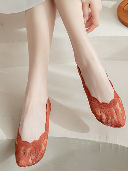 Low-Cut Lace Silicone Anti-Slip Lace Invisible Boat Socks