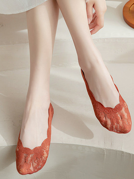 Low-Cut Lace Silicone Anti-Slip Lace Invisible Boat Socks