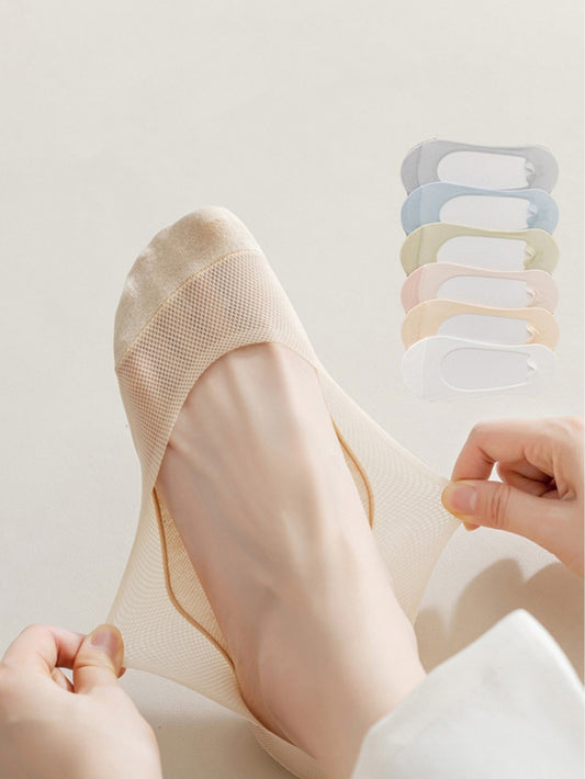 Women's Summer Lightweight Anti-Slip Non-Slip Pure Cotton Ice-Silk Low-Cut Invisible Socks