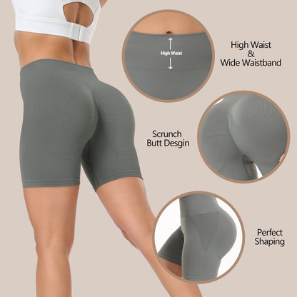 Women's Workout Gym Shorts, High Waisted Butt Lifting Scrunch Butt Seamless Booty Shorts