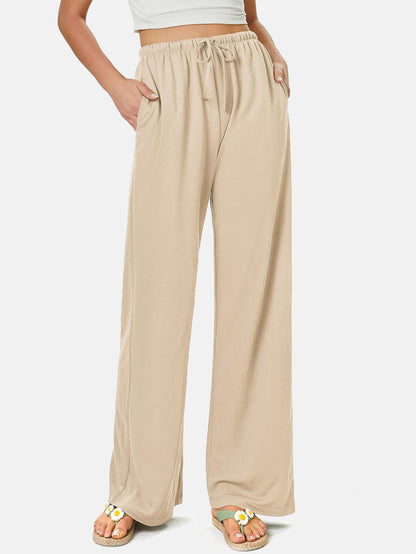 Women's High-Waisted Casual Pants with Loose Drawstring