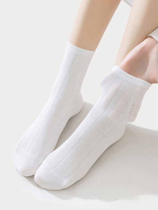 Women's Thin Cotton Socks - Antibacterial, Odor-Resistant, Pilling-Resistant, Mid-Calf Length