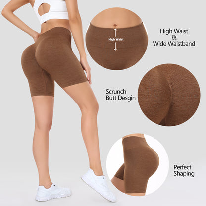 Women's Workout Gym Shorts, High Waisted Butt Lifting Scrunch Butt Seamless Booty Shorts