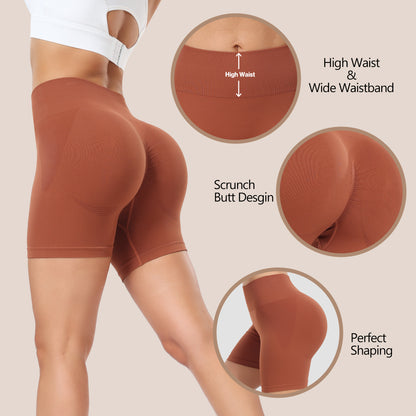 Women's Workout Gym Shorts, High Waisted Butt Lifting Scrunch Butt Seamless Booty Shorts