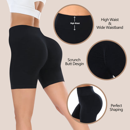Women's Workout Gym Shorts, High Waisted Butt Lifting Scrunch Butt Seamless Booty Shorts