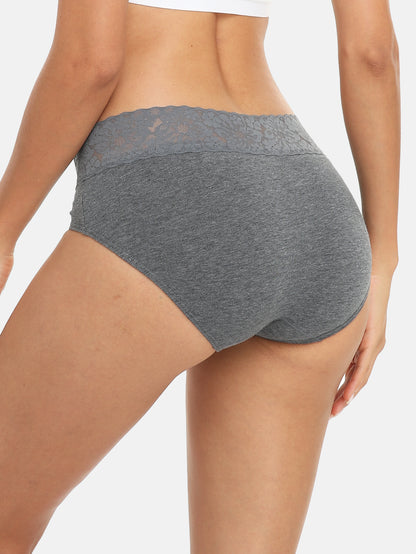 Womens Underwear Cotton Hipster Panties Lace Panty 5-pack 6004