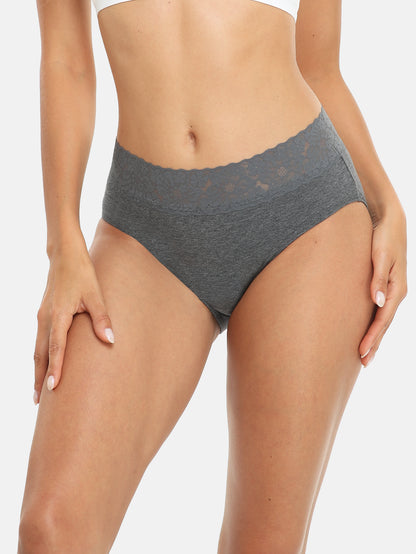 Womens Underwear Cotton Hipster Panties Lace Panty 5-pack 6004