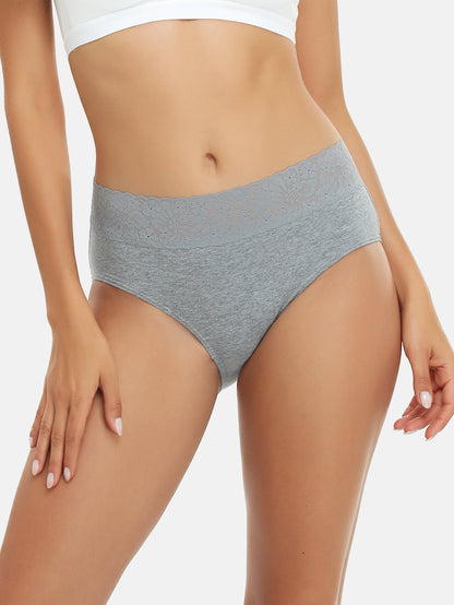 Womens Underwear Cotton Hipster Panties Lace Panty 5-pack 6004