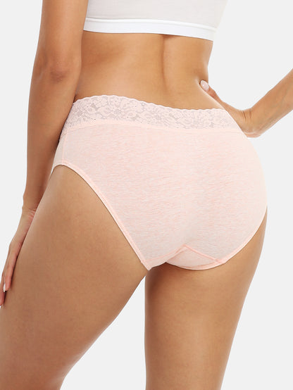 Womens Underwear Cotton Hipster Panties Lace Panty 5-pack 6004