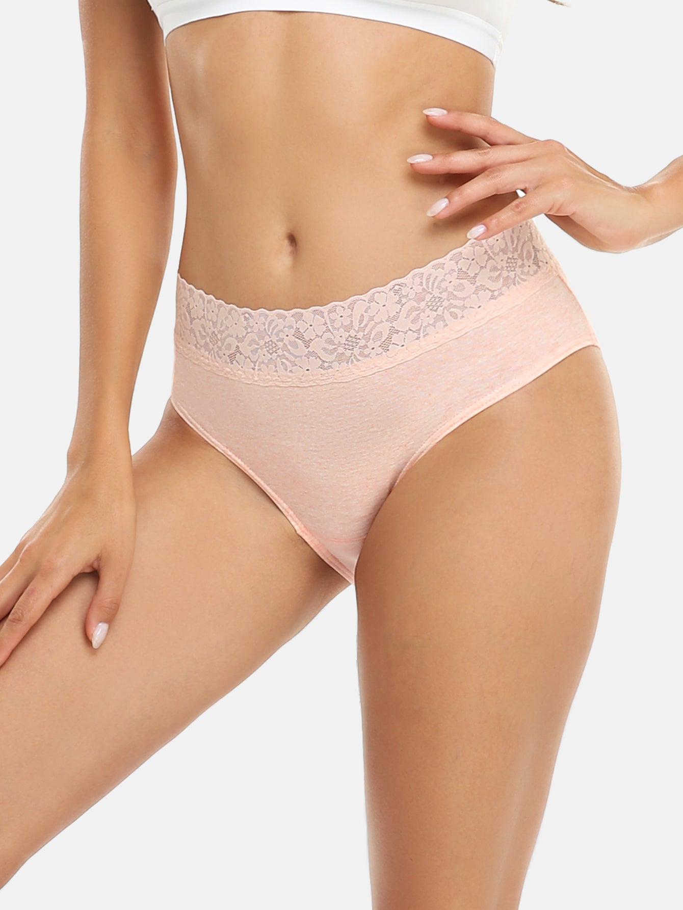 Womens Underwear Cotton Hipster Panties Lace Panty 5-pack 6004