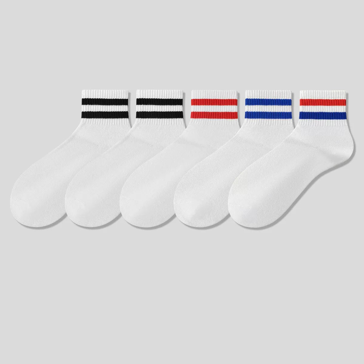 Men & Women Athletic Crew Socks – Cotton Breathable Sport Socks with Stripe Design