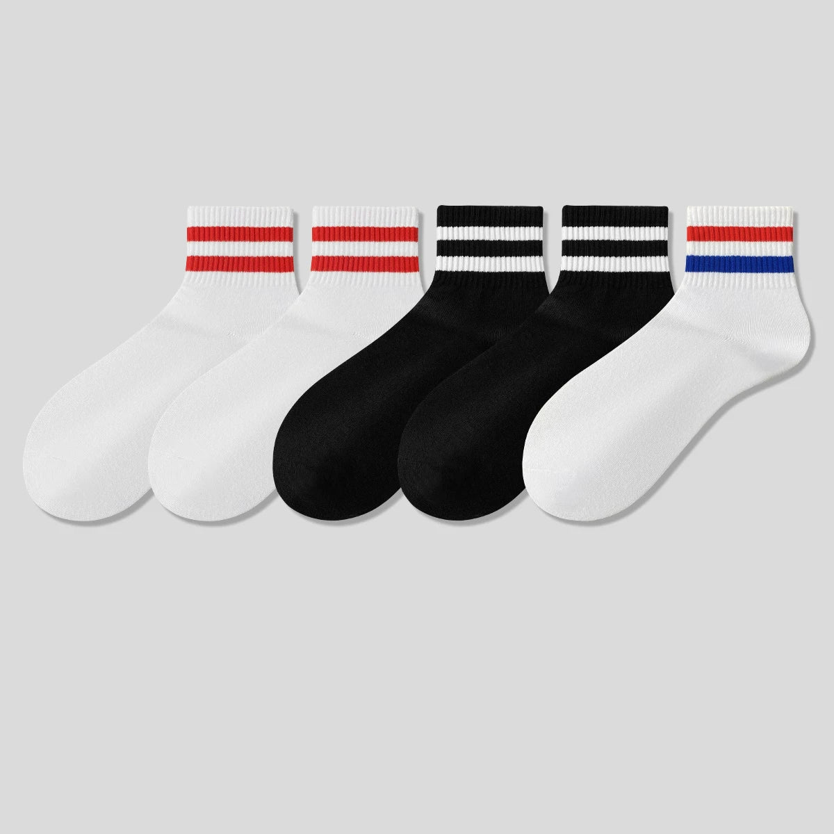 Men & Women Athletic Crew Socks – Cotton Breathable Sport Socks with Stripe Design