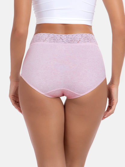 Womens Underwear Cotton Lace Panties Full Coverage Briefs S-3XL 5-Pack 6006