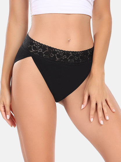 Womens Underwear Cotton Bikini Panties High Cut 5-PACK 3168