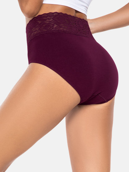 Women High Waisted Lace Hipster Stretch Briefs for Ladies 5-Pack 6005