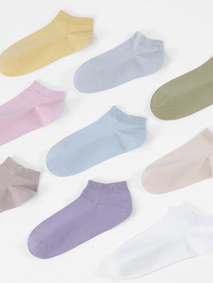 Women's Solid-Color Versatile Xinjiang Long-Staple Cotton Ankle Socks