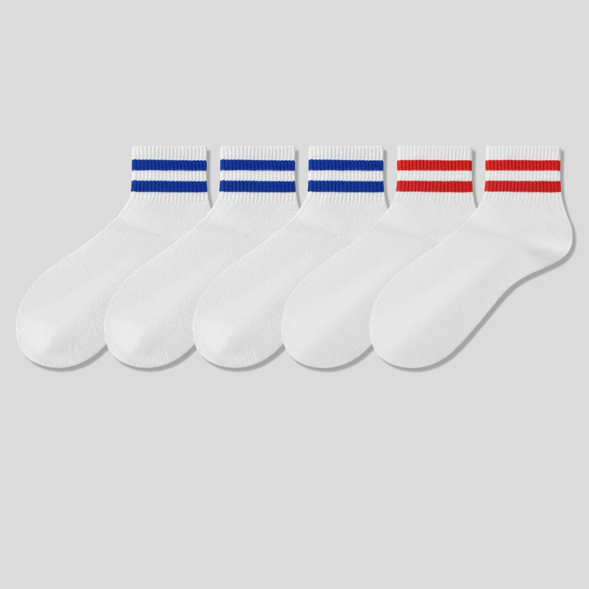 Men & Women Athletic Crew Socks – Cotton Breathable Sport Socks with Stripe Design