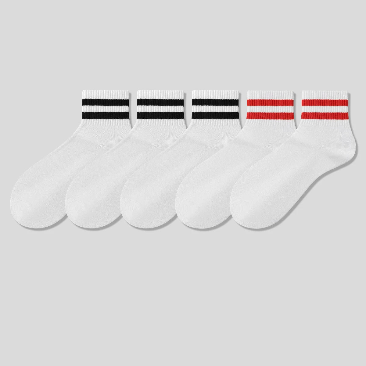 Men & Women Athletic Crew Socks – Cotton Breathable Sport Socks with Stripe Design