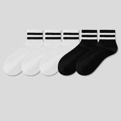 Men & Women Athletic Crew Socks – Cotton Breathable Sport Socks with Stripe Design