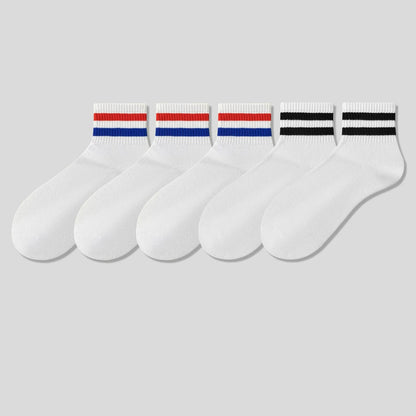 Men & Women Athletic Crew Socks – Cotton Breathable Sport Socks with Stripe Design