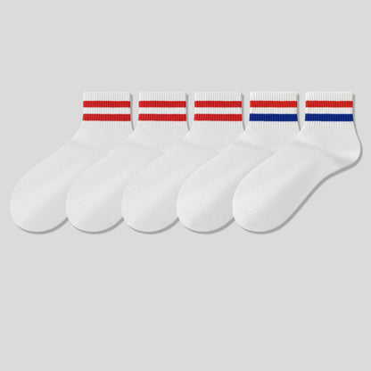 Men & Women Athletic Crew Socks – Cotton Breathable Sport Socks with Stripe Design