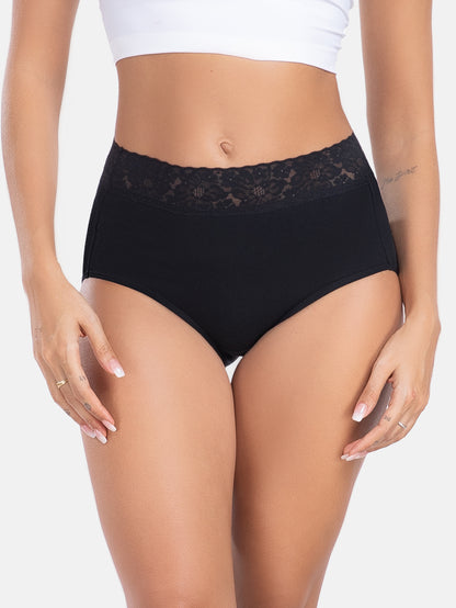 Womens Underwear Cotton Lace Panties Full Coverage Briefs S-3XL 5-Pack 6006