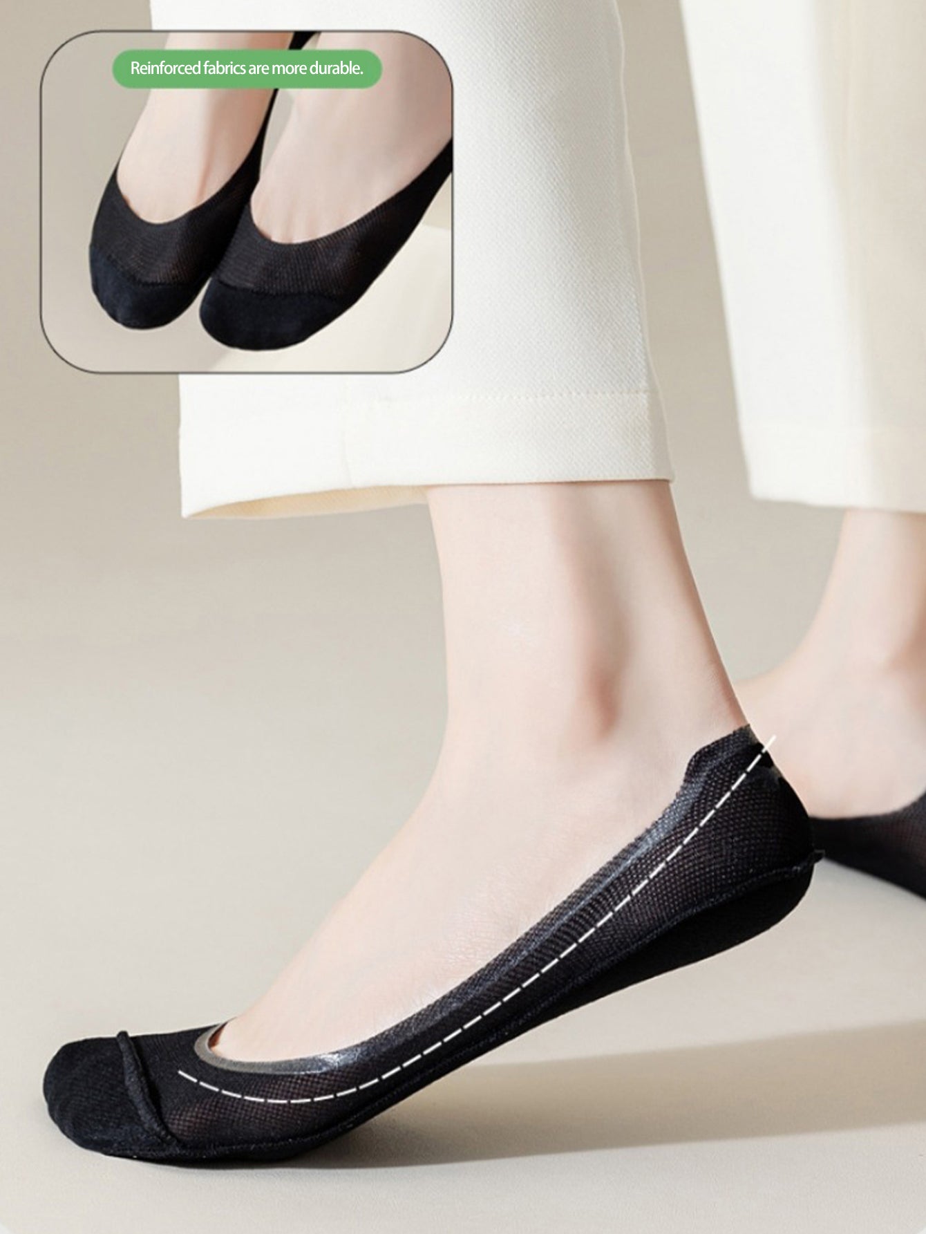 Women's Summer Lightweight Anti-Slip Non-Slip Pure Cotton Ice-Silk Low-Cut Invisible Socks