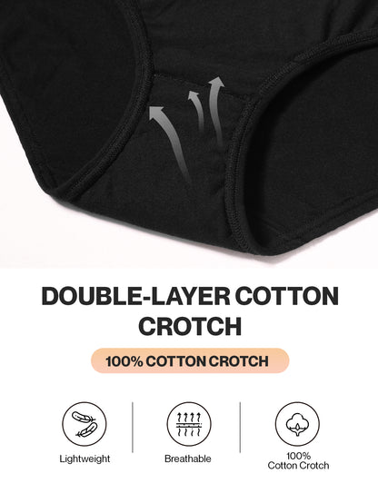 Womens Underwear Cotton Bikini Breathable Sport Low Rise Panty 5-PACK 6001