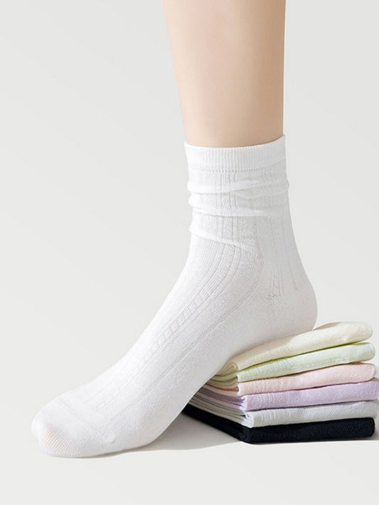 Women's Thin Cotton Socks - Antibacterial, Odor-Resistant, Pilling-Resistant, Mid-Calf Length