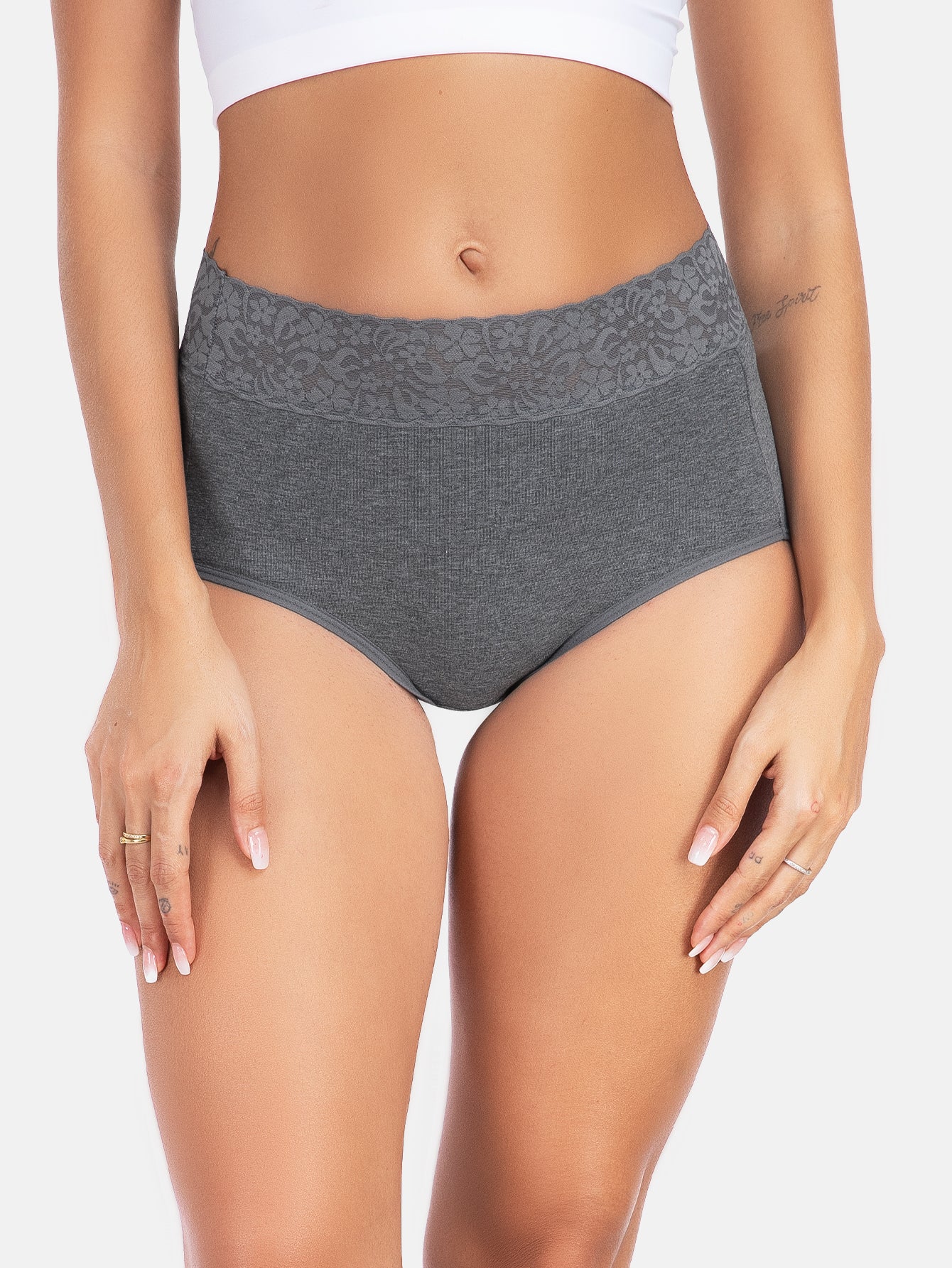 Womens Underwear Cotton Lace Panties Full Coverage Briefs S-3XL 5-Pack 6006