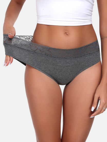 Lace Hiphugger Cotton Hipster Panties for Women 6-PACK 3020