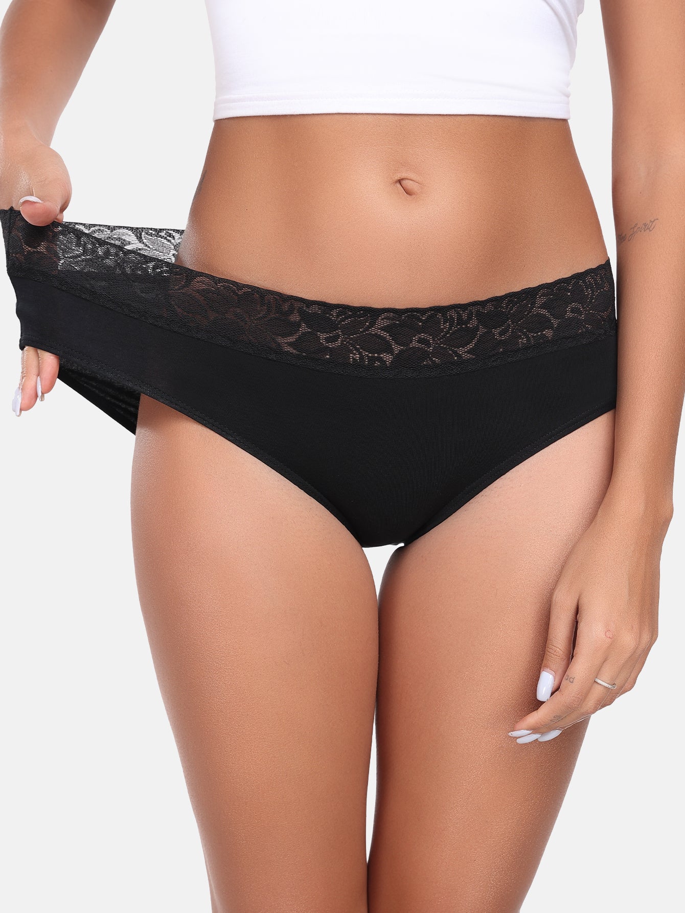 Lace Hiphugger Cotton Hipster Panties for Women 5-PACK 3020