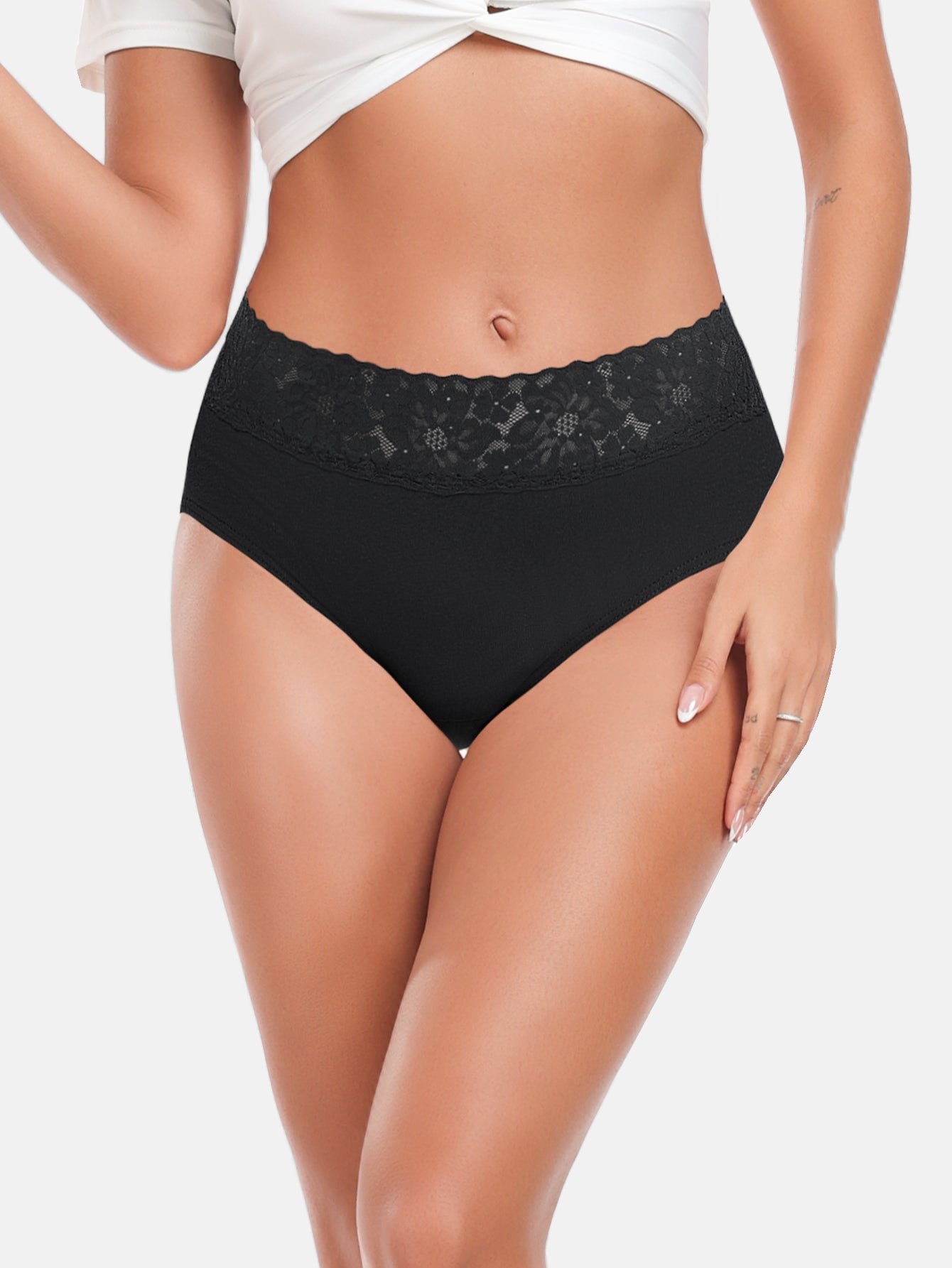 Womens Underwear Cotton Hipster Panties Lace Panty 5-pack 6004