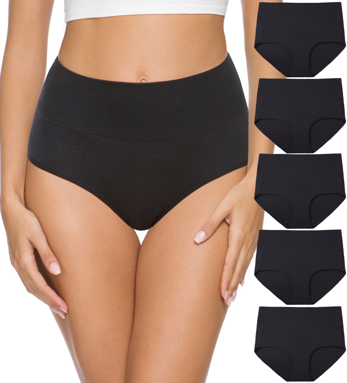 Wealurre Women's Comfort Cotton High Waist Underwear Breathable Soft Tummy Control Bikini Panties Plus Size - wealurre